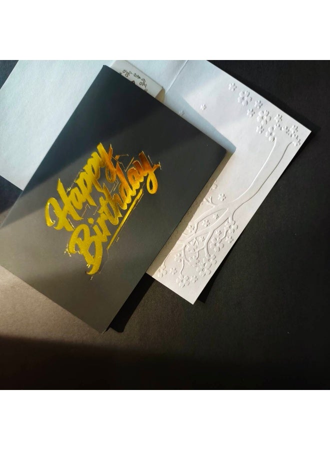 BenQuand Mystique Black Happy Birthday Card - Artisan Embossed & Gold Foil - Image 2